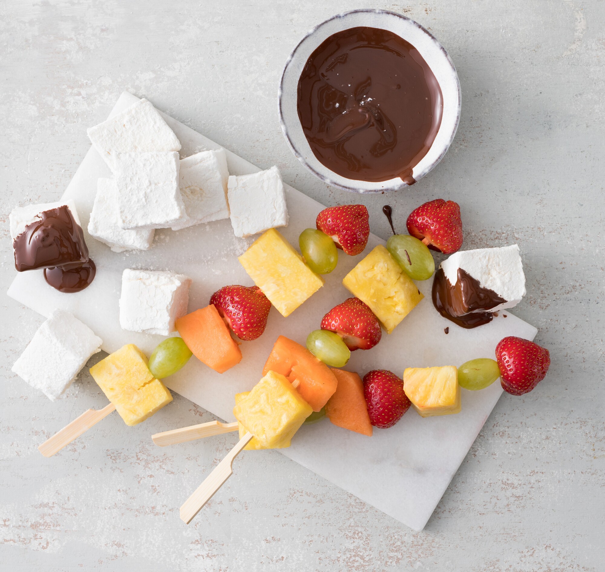 Chocoladefontein met marshmallows en vers fruit recept 24Kitchen